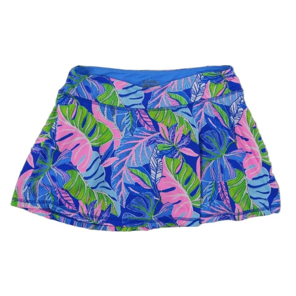 Lilly Pulitzer Luxletic Skort Women's Size Golf Medium Blue Tropical Palm Leaf